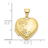 10K Yellow Gold Domed Floral Heart Locket Pendant