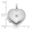 14k White Gold Polished and Textured Diamond 15mm Heart Locket Pendant