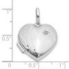 14k White Gold Polished and Textured Diamond 18mm Heart Locket Pendant