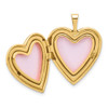 14K Yellow Gold 20mm Satin and Polished Diamond Heart Locket Pendant