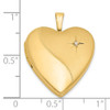 14K Yellow Gold 20mm Satin and Polished Diamond Heart Locket Pendant