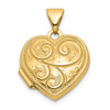 14K Yellow Gold Reversible Swirl Design 15mm Heart Locket Pendant