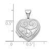 14k White Gold Reversible Swirl Design 15mm Heart Locket Pendant