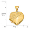 14K Yellow Gold 15mm Half Scroll Design Heart Locket Pendant