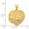 14K Yellow Gold 19mm Scroll Design Reversible Heart Locket Pendant