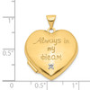 14k Two-tone Gold Diamond Always in my Heart w/ Heart Charm Inside 21mm Heart Locket Pendant
