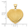 14K Yellow Gold Brushed w/Beaded Edge 18mm Heart Locket Pendant