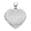 14k White Gold Brushed w/Beaded Edge 18mm Heart Locket Pendant