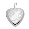 14k White Gold 16mm Floral Heart Locket Pendant