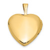 14K Yellow Gold 16mm Leaf and Scroll Heart Locket Pendant