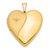 14K Yellow Gold 20mm Diamond Polished and Satin Heart Locket Pendant