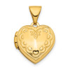 14K Yellow Gold 13mm Textured Heart Locket Pendant