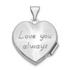 14k White Gold Scrolled Love You Always Heart Locket Pendant