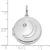 14k White Gold 20mm Diamond Moon and Star Round Locket Pendant