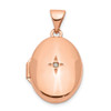 14k Rose Gold 17mm Diamond Oval Locket Pendant