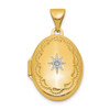 14K Yellow Gold Polished Diamond Oval Locket Pendant