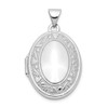 14k White Gold Heart and Scroll Border Oval Locket Pendant