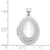 14k White Gold Heart and Scroll Border Oval Locket Pendant