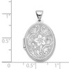 14k White Gold 21mm Oval Floral Scroll Border Locket Pendant