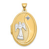 14k Yellow Gold w/ White Rhodium-plating Diamond Guardian Angel Oval Family Locket Pendant