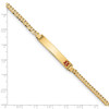 7" 14k Yellow Gold Medical Red Enamel Flat Curb Link ID Bracelet XM561FR-7 with Free Engraving