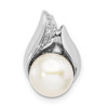Sterling Silver Rhodium-plated CZ (8-9mm) Button Freshwater Cultured Pearl Slide Pendant