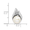 Sterling Silver Rhodium-plated CZ (8-9mm) Button Freshwater Cultured Pearl Slide Pendant