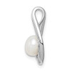 Sterling Silver Rhodium-plated CZ (6-7mm) Freshwater Cultured Pearl Teardrop Chain Slide Pendant