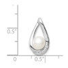 Sterling Silver Rhodium-plated CZ (6-7mm) Freshwater Cultured Pearl Teardrop Chain Slide Pendant