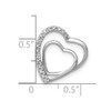 14k White Gold .01ctw Diamond Double Heart Chain Slide Pendant