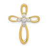 14K Yellow Gold 1/5ctw Diamond Cross Chain Slide Pendant