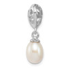 Sterling Silver Rhodium-plated Heart & White Freshwater Cultured Pearl Slide Pendant