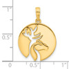 14K Yellow Gold Polished Cut-out Deer Head Circle Pendant