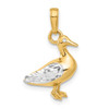 14K Yellow Gold and White Rhodium-plating Diamond-cut 3D Duck Pendant