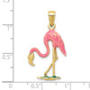 10K Yellow Gold Enameled 3-D Pink Flamingo Pendant