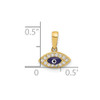 14K Yellow Gold Polished CZ and Enamel Evil Eye Pendant