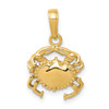 10K Yellow Gold Solid Polished Open-Backed Crab Pendant