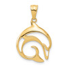 14K Yellow Gold Polished Cut Out Dolphin Pendant