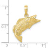 10K Yellow Gold Polished & Textured Bass Fish Pendant