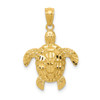 10K Yellow Gold Diamond-cut Polished Sea Turtle Pendant