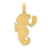 14K Yellow Gold Polished Seahorse with Bubbles Pendant