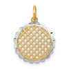 10K Yellow Gold w/Rhodium-plating Diamond-cut Sunflower Pendant Charm