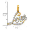 10K Yellow Gold w/Rhodium-plating .02ctw Diamond LOVE Pendant