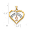 10k Two-tone Gold with White Rhodium-plating BELIEVE in Heart w/ Breast Cancer Ribbon Pendant