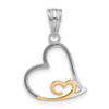 14K Two-tone Gold Diamond-cut Hearts Pendant