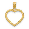 10K Yellow Gold Polished & Textured Cut-out Heart Pendant