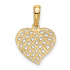 10K Yellow Gold Polished Basket Weave Pattern Heart Pendant