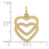 10K Yellow Gold Polished Double Heart Pendant