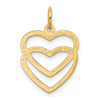 10K Yellow Gold Polished Double Heart Pendant