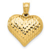 10K Yellow Gold Polished & Textured 3-D Heart Pendant 10D2888